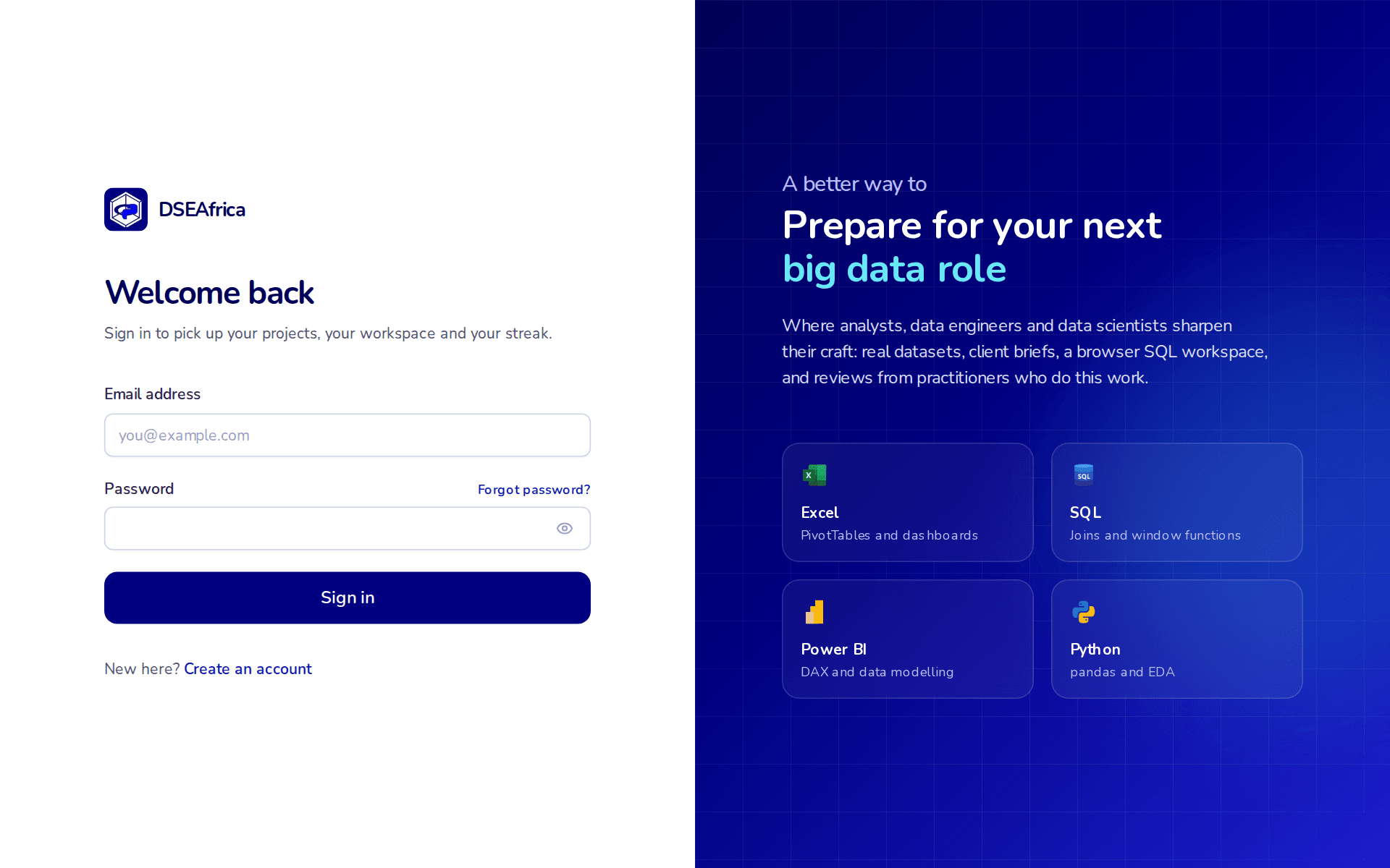 The sign-in form